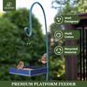 Kingsyard WPC Composite Platform Bird Feeder for Outside, Heavy Duty Hanging Tray for Mealworms & Seeds, 3.5 lbs Large Capacity, Weatherproof Recycled Plastic Material, Easy to Clean, Blue