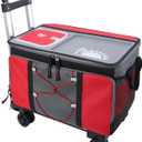 50-Can Large Rolling Cooler, Leakproof Insulated Cooler with Wheels and Handle Collapsible for Outdoor (Red)