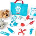 Melissa & Doug Examine and Treat Pet Vet Play Set, 24-Piece Animal Doctor Playset with Dog & Cat Plushies, Pet Doctor Kit & Accessories, Preschool Toys for Girls & Boys Ages 3+
