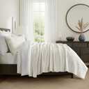 EverGrace Oversized Velvet Quilt Set, Cal King 118"x106", Ivory White
