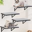 Cat Wall Shelves Set of 4, Purrfect Cat Furniture Set - 4 Piece Wooden Wall Shelves with Scratching Pad, Sleeping & Playing Area, Window Perch for Large Cats - Black