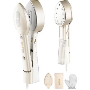 Jack  Rose Press Iron Steamer for Clothes,Dual Voltage 110-220v,6+1 Fabric Settings,No Ironing Board Required, Wrinkle Reduction,Portable Travel Size Steamer for Global  Europe Traveling