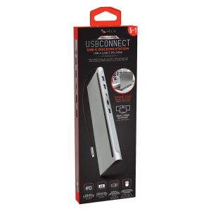 HELIX 5-in-1 USB-C Docking Station with 4K HDMI Port, for Computers in Silver