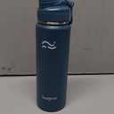 Insulated Water Bottle with Silicone Boot (36hrs Cold/18hrs Hot) - DIY Stickers, Leakproof, BPA Free, 24 oz [2-IN-1 LID] (Cyan)