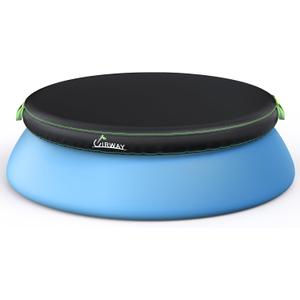UIRWAY 18FT Round Pool Cover, Inflatable Pool Covers for Above Ground Pools with Elastic Cord - Snug Fit & Easy Installation, Outdoor Swimming Pool Cover with 2 Reflective Strip Handles, Black