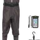 TIDEWE Bootfoot Chest Wader, 2-Ply Nylon/ PVC Waterproof Fishing & Hunting Waders with Boot Hanger for Men and Women Brown Size 7