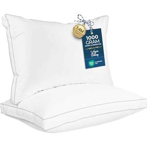 Utopia Bedding Bed Pillows for Sleeping Queen Size (White), Set of 2, Soft & Fluffy Pillow with Down Alternative Filling, Cooling, Hotel Quality, Gusseted Pillow for Back, Stomach or Side Sleepers, 18x28x1 in