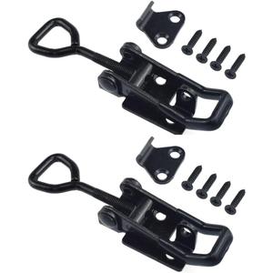 2 PCS Adjustable Metal Toggle Latch Clamps Heavy Duty Quick Release Hasp Latch with Lock Hole 180KG/ 396lbs Holding Capacity Catch Kit for Gate Cabinet Door Box Case, Black, Medium