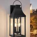 tewei 20'' Outdoor Wall Light, Porch Light Outdoor Wall Sconce Lantern, 2-Light Modern Black Exterior Lighting Fixture Wall Mount, Outside Light for House Garage, 1-Pack
