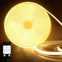 32.8Ft COB LED Strip Lights Outdoor Waterproof, 3200 LED Strip Light PVC Casing Tape Light Flexible with Self-Adhesive Timer Dimmable for House Garden Camping DIY Lighting (Warm White)