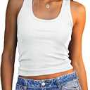Dwnval Women's Sexy Sleeveless Scoop Neck Tank Tops Summer Slim Fitted Ribbed Knitted Full Length Top