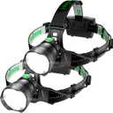 2PCS Bright LED Headlamp 1000LM Induction Function, 7 Modes Long Lasting Battery Life Head Lamp, IP67 Waterproof Zoom LED Headlamp, 90 Adjustable for Outdoor Indoor Camping Running Hunting Car Repair