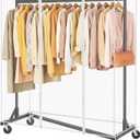 Hoctieon Z Clothes Rack with Cover, Metal Heavy Duty Clothing Rack, Rolling Garment Rack with Wheels, with Dustproof Cover Waterproof Protector, with 2 Durable Zippers, for Hanging Clothes, Black