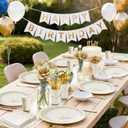 168 Pcs Paper Plates and Napkins Party Supplies, White and Gold Disposable Plates for 24 Guests, Golden Dot Party Plates, Napkins, Cups and Utensils Set for Birthday Wedding Graduation Party Decor