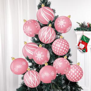 12pcs 2D Cardboard Large Pink and White Christmas Ornaments Tree Picks Decorations Candy Swirl Lollipop Peppermint Xmas Tree Topper Ornaments for Home Office Winter Holiday Xmas Party Supplies
