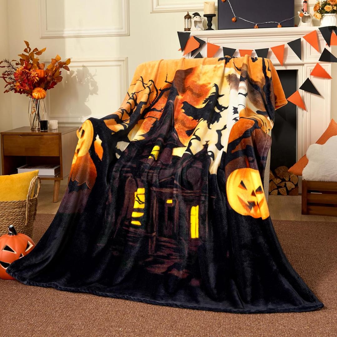 Joiedomi Halloween Blanket Soft Flannel Fleece Throw Blanket Halloween Witch Decoration for Party Sofa Bed Living Room 50"x60"