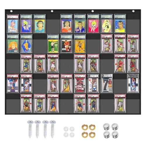 ZKOO Cards Display Case, 50 Pocket PSA/BGS/CGC Grading Cards Storage Bag for Sports Card, Baseball Card, Football & Basketball Card, Trading Card Wall Display Bag, Black
