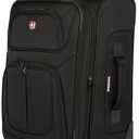 SwissGear Sion Softside Expandable Luggage, Black, Checked-Medium 25-Inch
