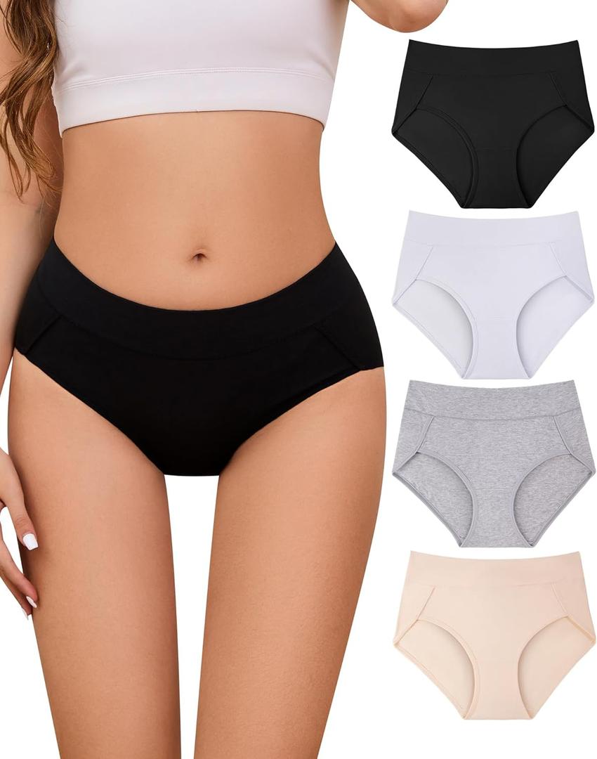 Women's Cotton Bikini Panties High Cut Full Coverage Hipster Breathable Soft Womens Bikini Comfort Underwear Cheeky (XXL)