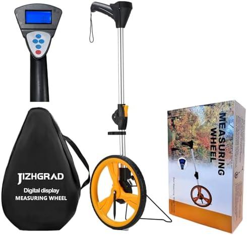 JIZHGRAD Measuring Wheel Digital Display ±0.3% High Accuracy, 12.5 '' Foldable Distance Measuring Wheel in Feet/Meter, 0.98 Inch Diameter Steel Pipe, Can Store 5 Datas, with Rainproof Backpack