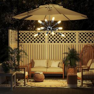 12Pcs Bulb Solar Powered Led Chandelier Lights Cover Outdoor Waterproof Hanging for Gazebo, Home, Garden, Backyard, Pergola, Tree, Canopy, Window Dcor