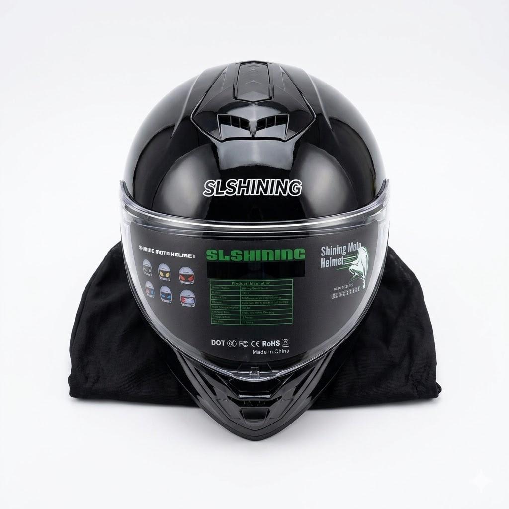 SLSHINING moto helmet, size medium, black