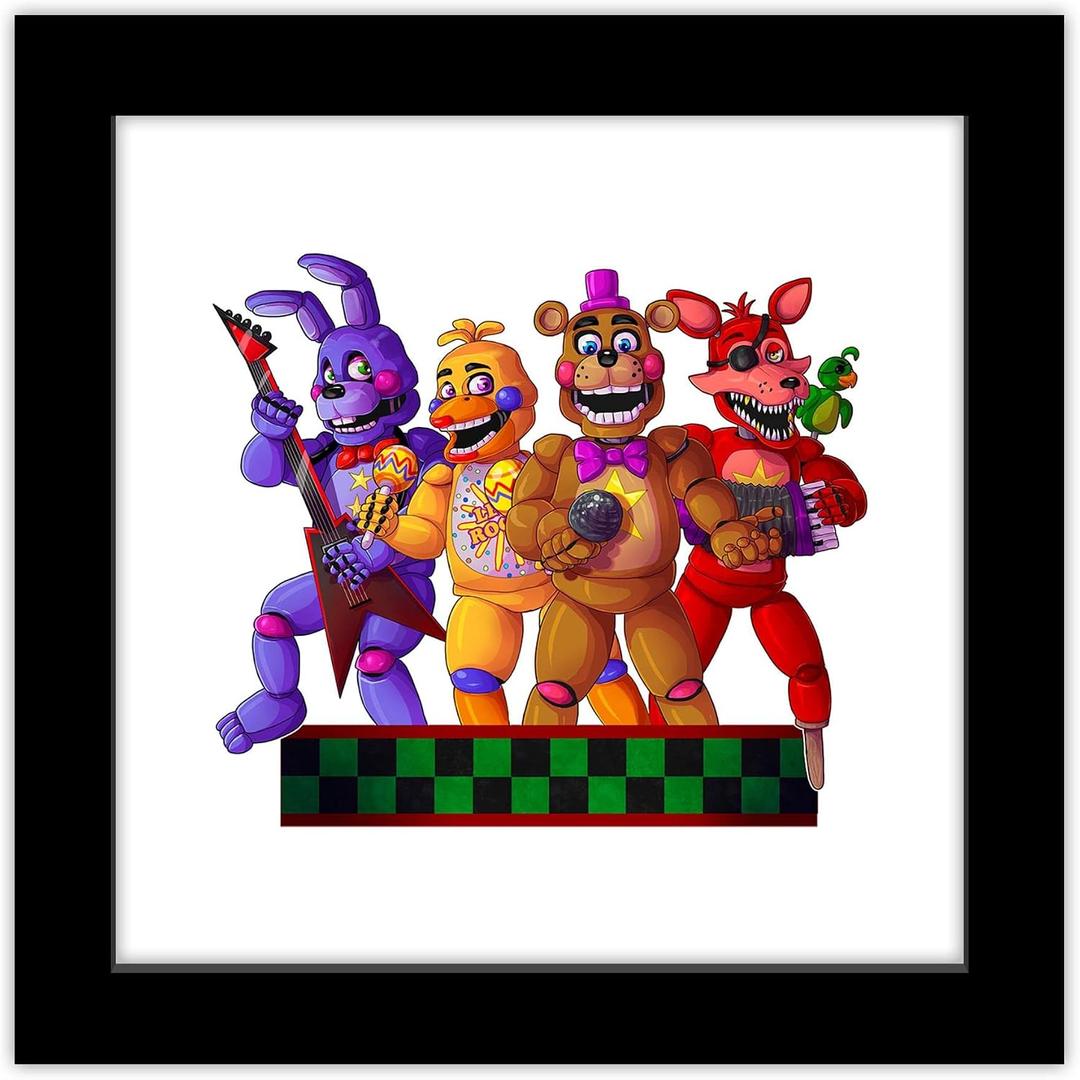 Trends International Gallery Pops Five Nights at Freddy's - Rockstar Group Wall Art Wall Poster, 12" x 12", Black Framed Version