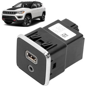 USB AUX Charging Port Socket Compatible with Cherokee Compass 2017-2021 Replace 53224228 5XG28DX9AD 53223309 60927870 5XG28DX8AA 5XG28DX9AA 5XG28DX9AB 5XG28DX9AC