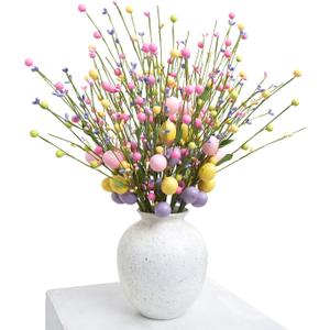 Easter Flowers and Easter Stems Artificial Easter Flowers Egg Stems Easter Floral Picks 8 Pack for Easter Egg Tree Vase Centerpiece Windowsill Decor Suitable for All Seasons