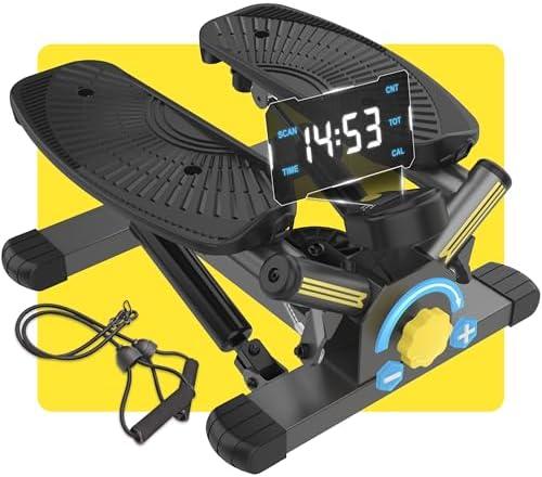 ZIWWVY Stepper Machine with Resistance Bands, Mini Stepper with 300LBS Weight Capacity, Twist Stepper for Full Body Workout, Adjustable Step Height, Smooth and Quiet, Step Machine for Men Women