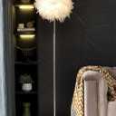 Floor Lamp, Elegant White Feather Standing Lamps with On/Off Switch in Line