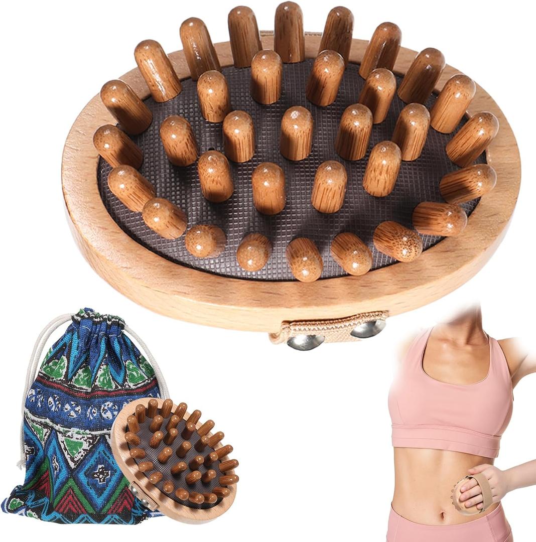 ElevateTech Meridian Pressure Brush,Wood Therapy Massage Tool for Belly Fat | Wooden Meridians Massager Comb, Handheld Massage Body Brush, for Cellulite Remover, Lymphatic Drainage, Muscle Pain Relief