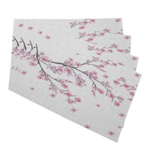 Mugod Sakura Placemats Branch of Cherry Blossom Flowers Seamless Pattern Decorative Heat Resistant Non-Slip Washable Place Mats for Kitchen Table Mats Set of 4 12"x18"