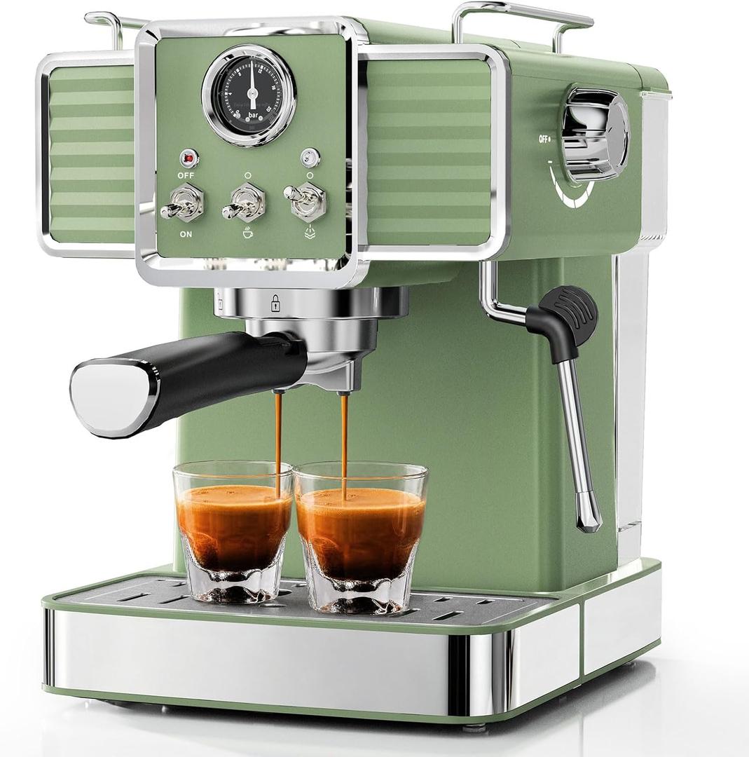 20Bar Semi Automatic Retro Espresso Machine with Milk Frother