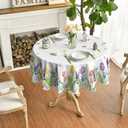 Horaldaily Spring Summer Tablecloth 70x70 Inch Round, Easter Watercolor Wild Flowers Tulip Lavender Blooming Floral Table Cover for Party Picnic Dinner Decor