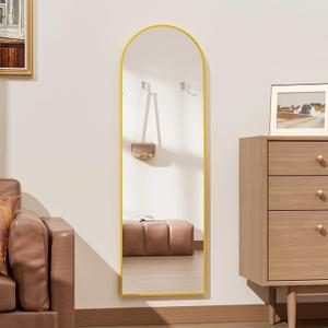 Rowjut Full Length Door Mirror, Wall Mounted Wall & 48"X14"Arched Behind Door Mirrors, Full Length Mirror for Use in Living Rooms, Rooms, Bedrooms, Cloakrooms (Gold)