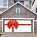 Oudain Christmas Holiday Garage Door Banner Cover Christmas Background Wall Decoration Bowknot New Year Banner Large Door Cover Big Gift Box Bow Photo Backdrop for Indoor Outdoor