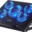 Kootek Laptop Cooling Pad, Laptop Cooler with 5 Quiet Fans for 12"-17" Computer PC Notebook Gaming Laptop Fan, Height Adjustable Laptop Cooling Stand Laptop Accessories, Blue