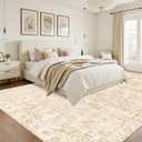 8x10 Area Rugs Living Room Rug: Washable Rug Neutral Lagre Soft Thin Carpet Indoor Floor Non Slip Boho Geometric Moroccan Carpets for Bedroom Dining Room Farmhouse Nursery Office - Beige