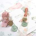 3 x YOLAKIS Initial R Wax Seal Stamp Olive Alphabet R Sealing Stamp and Eucalyptus Wax Stamp Brass Head Decorate Christmas Cards Envelope Gift Wrap Wedding Theme Party Invitation (R)