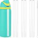 6PCS Replacement Straws for Owala Water Bottle 24 oz 32 oz, Reusable Plastic Straws with Cleaning Brush for Cup 24oz 32oz Travel Tumbler Accessories Parts for Sports Bottle(White)