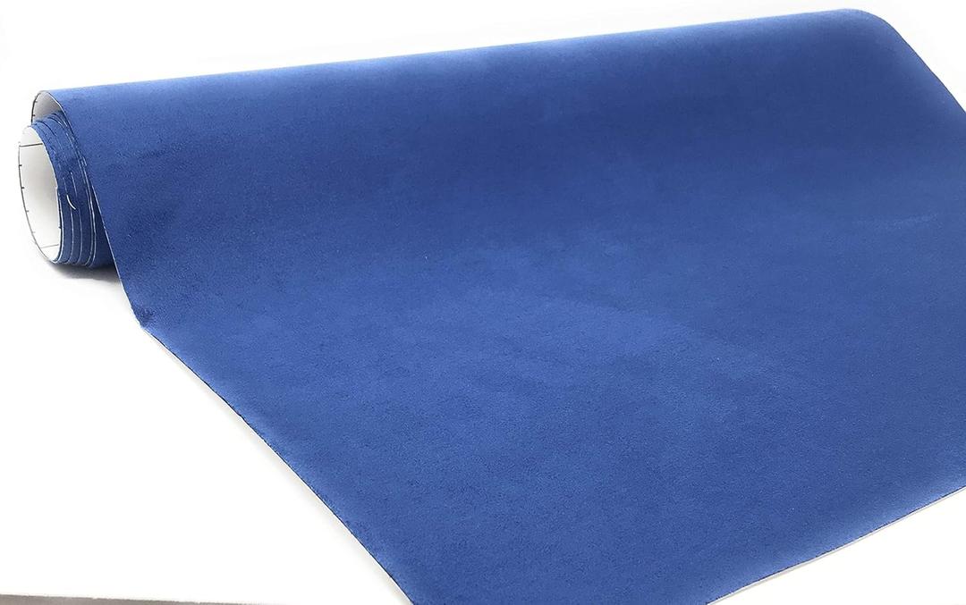 Suede Fabric Wrap - Self Adhesive Film Sticker 16 x 55 Inches Silky Decal Sheet for Car Interior Furniture Upholstery DIY Elastic Stretch Peel and Stick Denim