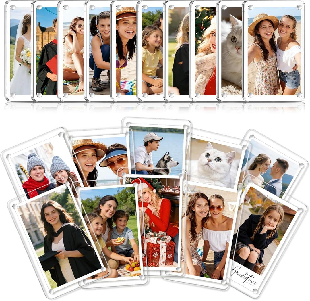 20 Pack Acrylic Fridge Magnetic Frame for Fujifilm Instax Mini,Polaroid Frame for Refrigerator,2.36x3.54 In Mini Picture Frames for School, Office,Locker Decor