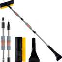 53" Extendable Retractable Snow Brush & Ice Scraper for Car SUV Truck - 360 Pivoting Brush Head with Comfort Foam Grip, Windshield Cleaner Tool