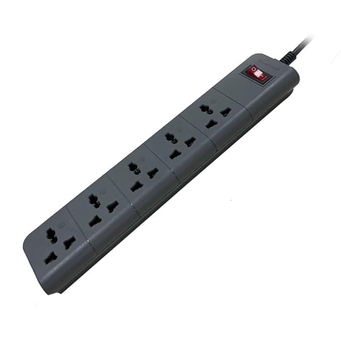 5-Socket Power Strip Extension Board with Switch, Black
