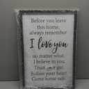 Before You Leave This Home Sign 16x11 Inch Laundry Room Wall Decor I Love You Inspirational Quote Wood Framed Rustic family Mudroom Farmhouse Dining Room Kitchen Wall Hang Art (Black)