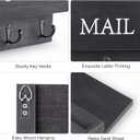 DLQuarts Mail Organizer with Key Holder for Wall, Mail Sorter Wall Mounted, Decorative Wooden Key and Mail Holder with 3 Hooks, Black