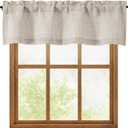 OWENIE Linen Valances for Windows 1 Pcs, Light Filtering Textured Farmhouse Short Small Valance Curtains for Bathroom Basement Living Room Bedroom, Rod Pocket Half Curtains Over Sink, 52Wx14L Inch