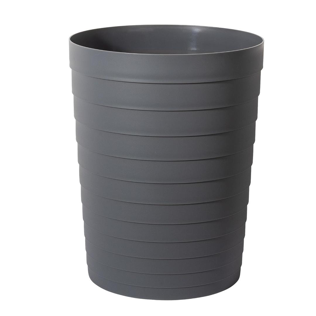 UUJOLY Small Bathroom Trash Can Wastebasket, Plastic Garbage Bin Container Basket for Bathrooms, Laundry Room, Kitchens, Offices, Kids Rooms, Dorms, Dark Grey, 1.8 Gallon
