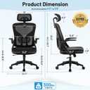 Office Chair Ergonomic Desk Chair with Adjustable Headrest Lumbar Support, High Back Breathable Mesh Chair with 120° Tilt & Flip-Up Armrests, Swivel Comfy Task Computer Chair for Work, Study